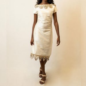 Icon Bateau Neck  Raw Silk Dress - Natural White