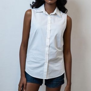 The Editor Sleeveless Shirt - Natural White